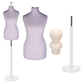 Display Guru Female Uk Size 12/14 Dressmakers Tailors Dummy Mannequin , Silver Torso Bust with White Wood Round Base
